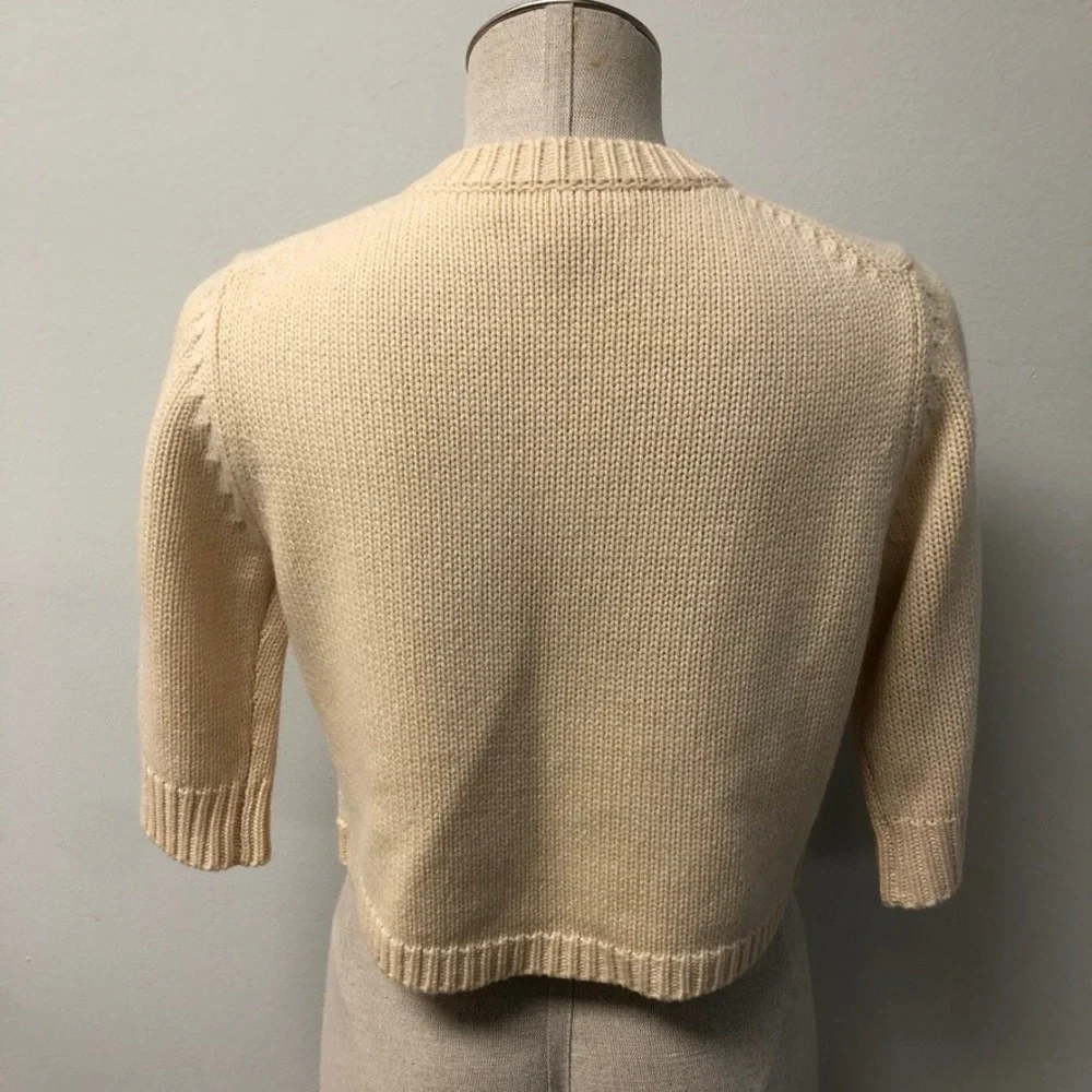 Michael Kors Shrug Womens Medium Cream 100% Cashmere Bolero Old Money Neutral